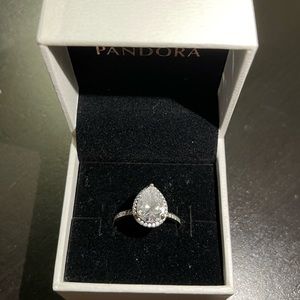 Pandora Sparkling Teardrop Halo Ring